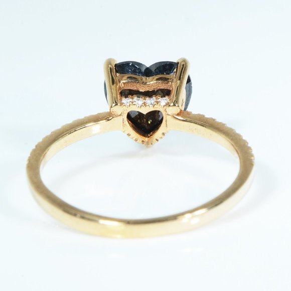 Black Heart Diamond Hidden Halo Engagement Ring 14K Rose Gold 2.22 TCW - Picture 8 of 10